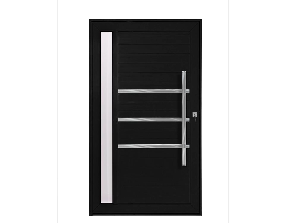 Porta Pivotante C/visor E Friso Lambril Preto "e" 230x110
