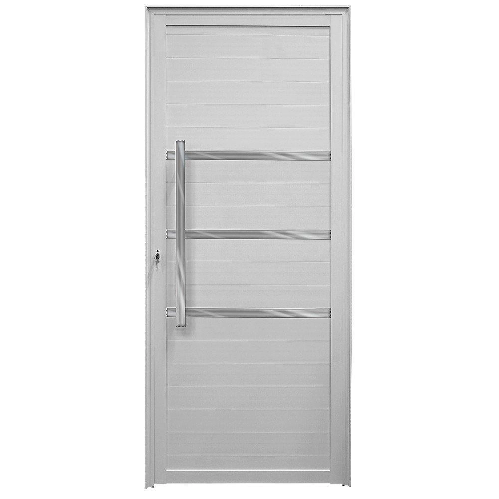 Porta De Alumínio Com Friso Lambril Max Branco "e" 210x85