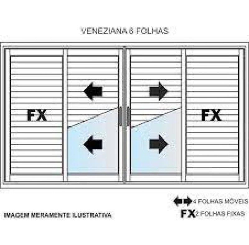 Janela De Alumínio Veneziana 06 Folhas Preto Maxx - 100x200