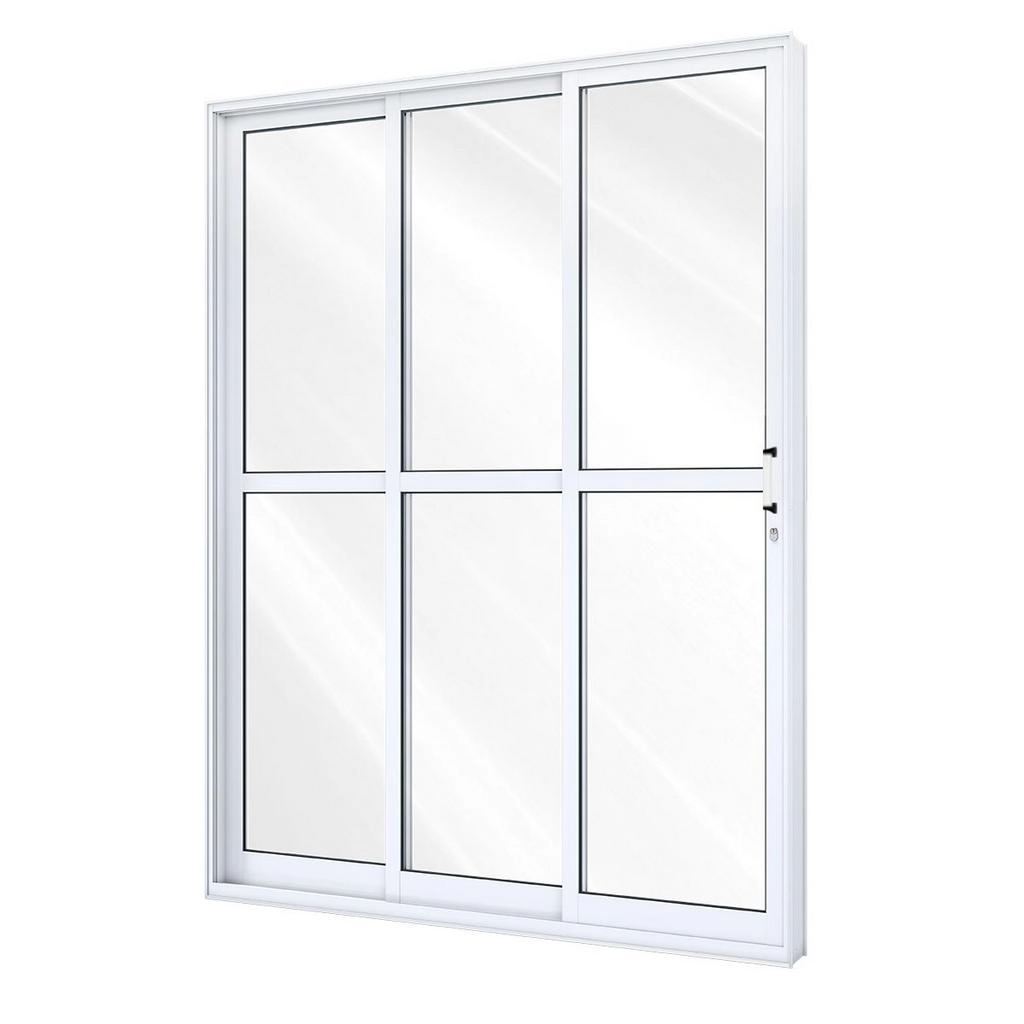 Porta De Alumínio 03 Folhas 01 Fixa Maxx Branca- 210x160 "d"