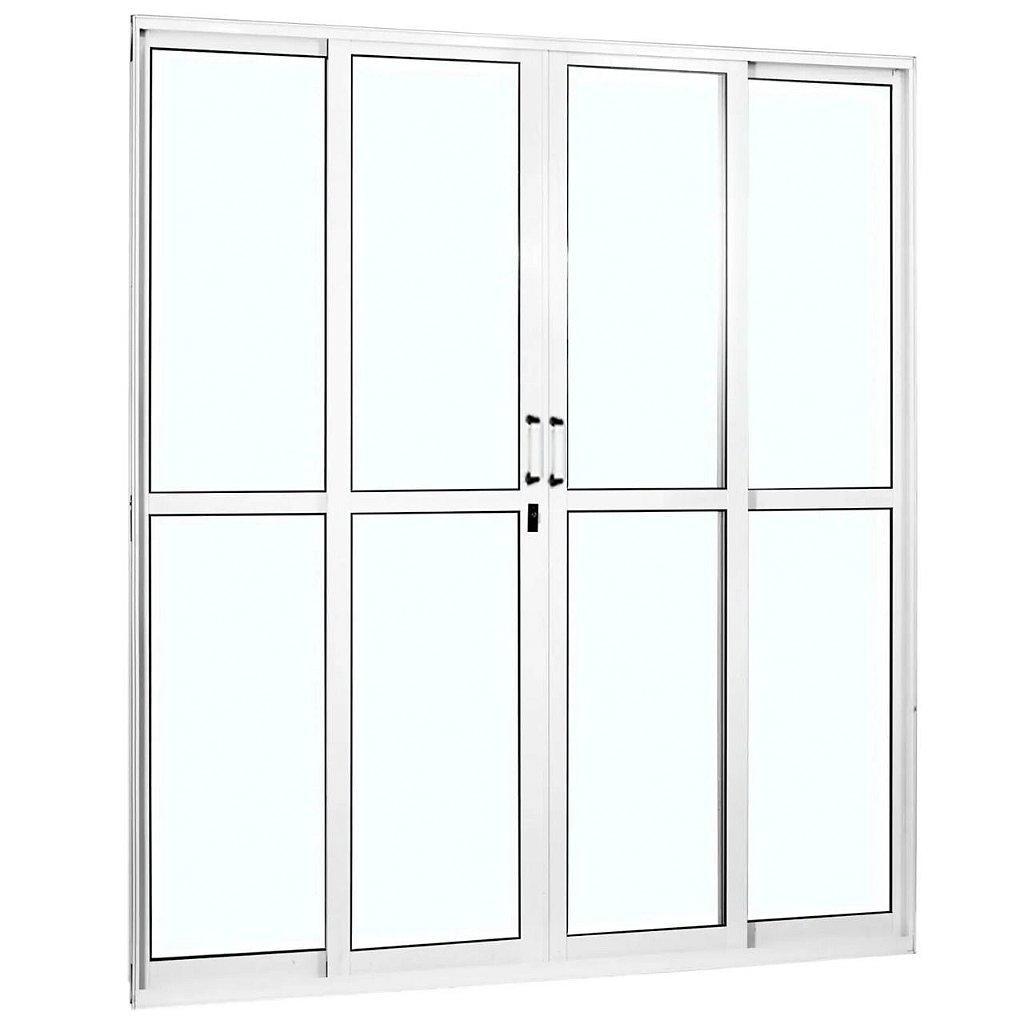 Porta De Alumínio 04 Folhas Maxx C/puxador Branca - 210x200