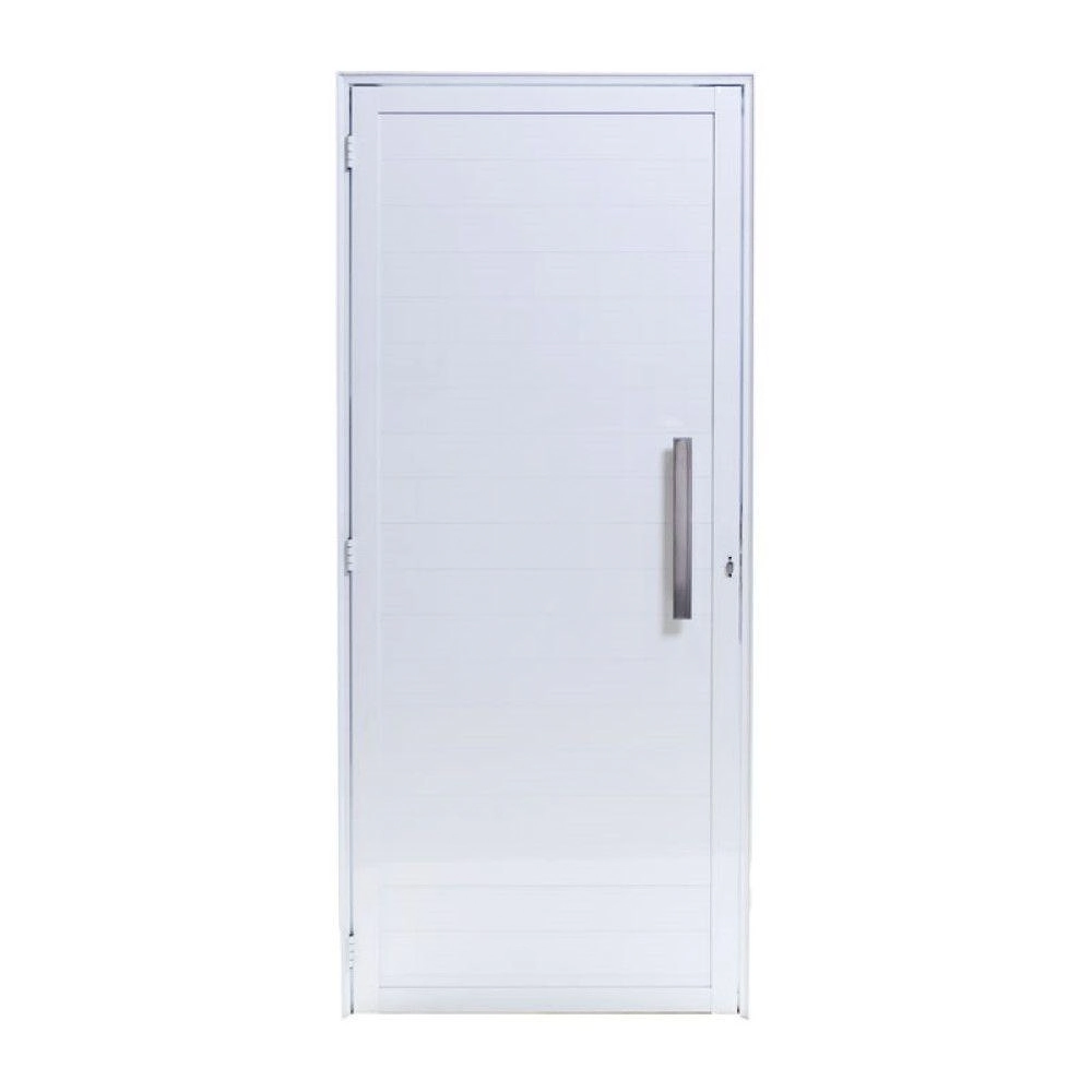 Porta De Alumínio Lambril Branca Direita - 210x90