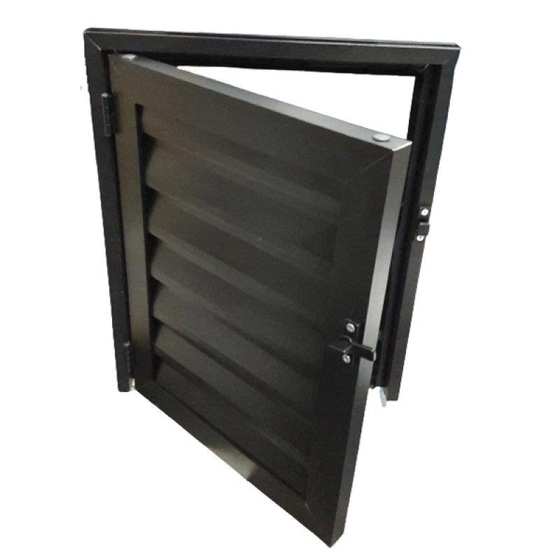 Porta Abrigo Alçapão Alumínio Preto 60x60 - Linha 25