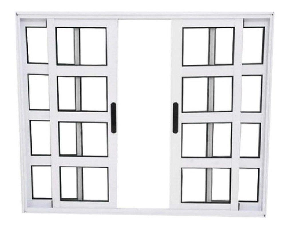 Janela Quadriculada De Alumínio 04 Folhas Branca Maxx - 100x120