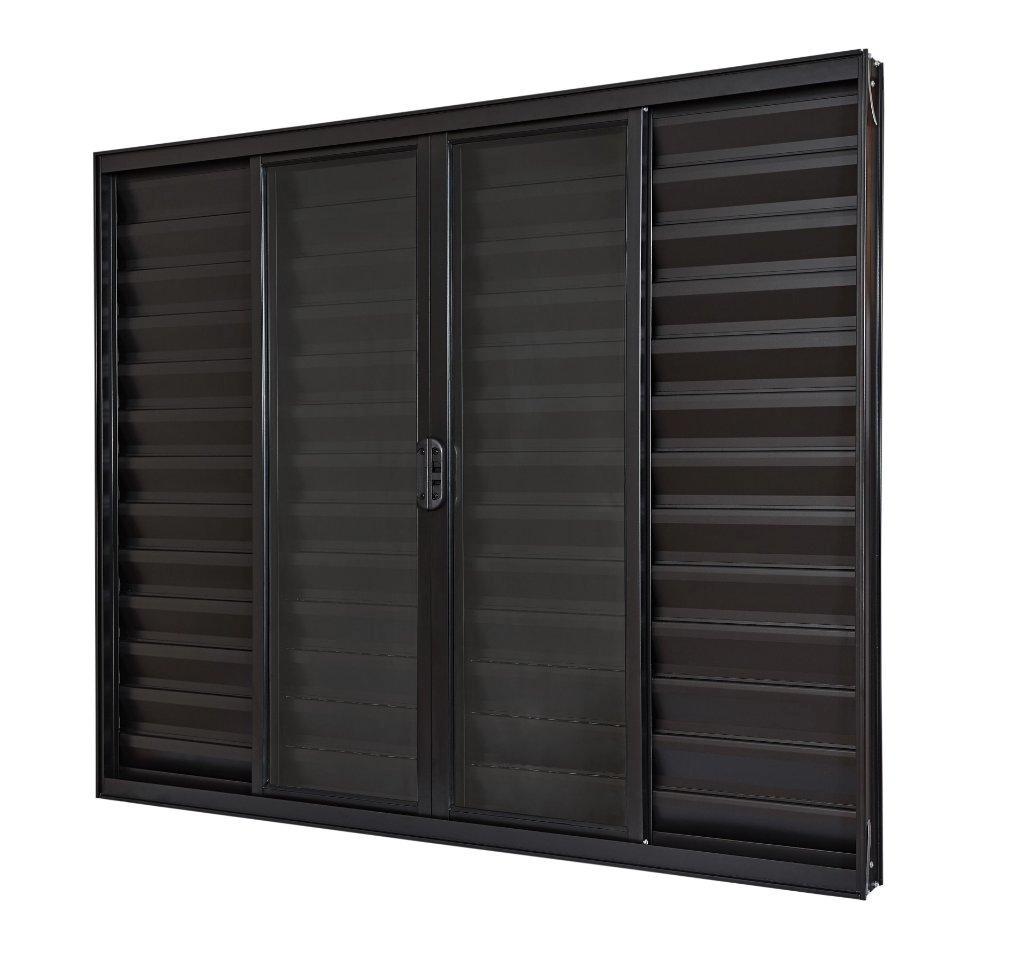 Janela De Alumínio Veneziana Classic 06 Folhas Preto - 120x200