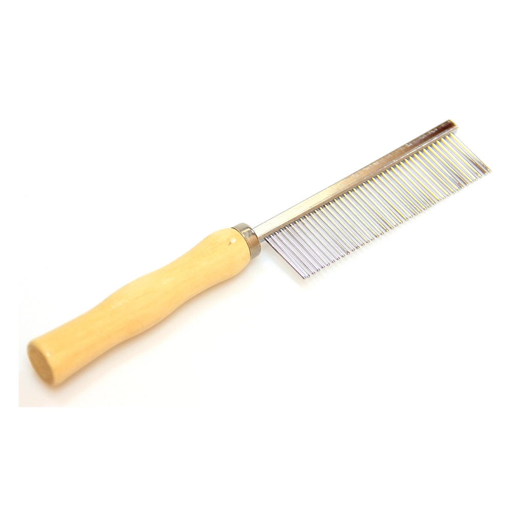 Pente Pet Cabo Madeira 40 Dentes Para Cães E Gatos Pequeno 17.5 Cm X 3 Cm
