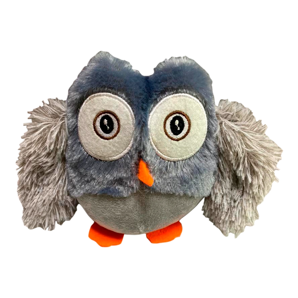 Brinquedo Pelúcia Napi Coruja Cinza Para Cães 13 Cm