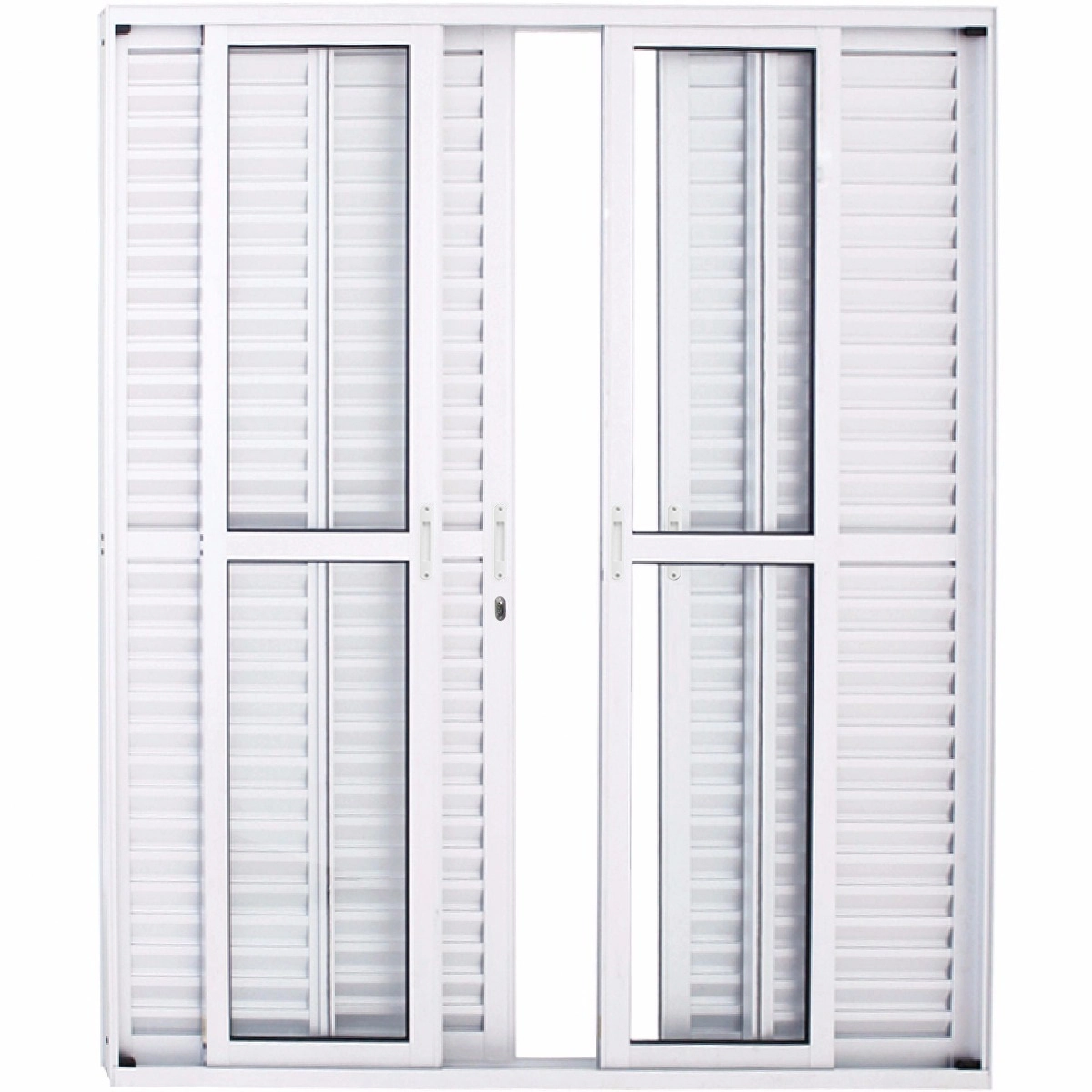 Porta De Alumínio De Correr Balcão 6 Folhas 2,10 X 1,80 Branca Linha 25 Com Fechadura