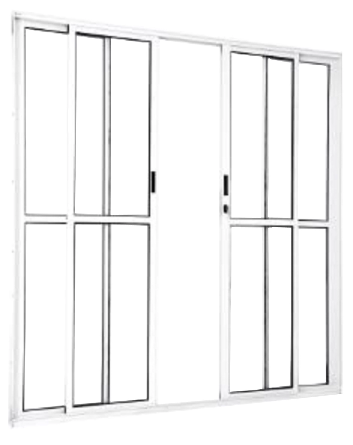 Porta De Correr Sacada 4 Folhas 2.10 X 2.00 Branca Linha 25 Com Fechadura