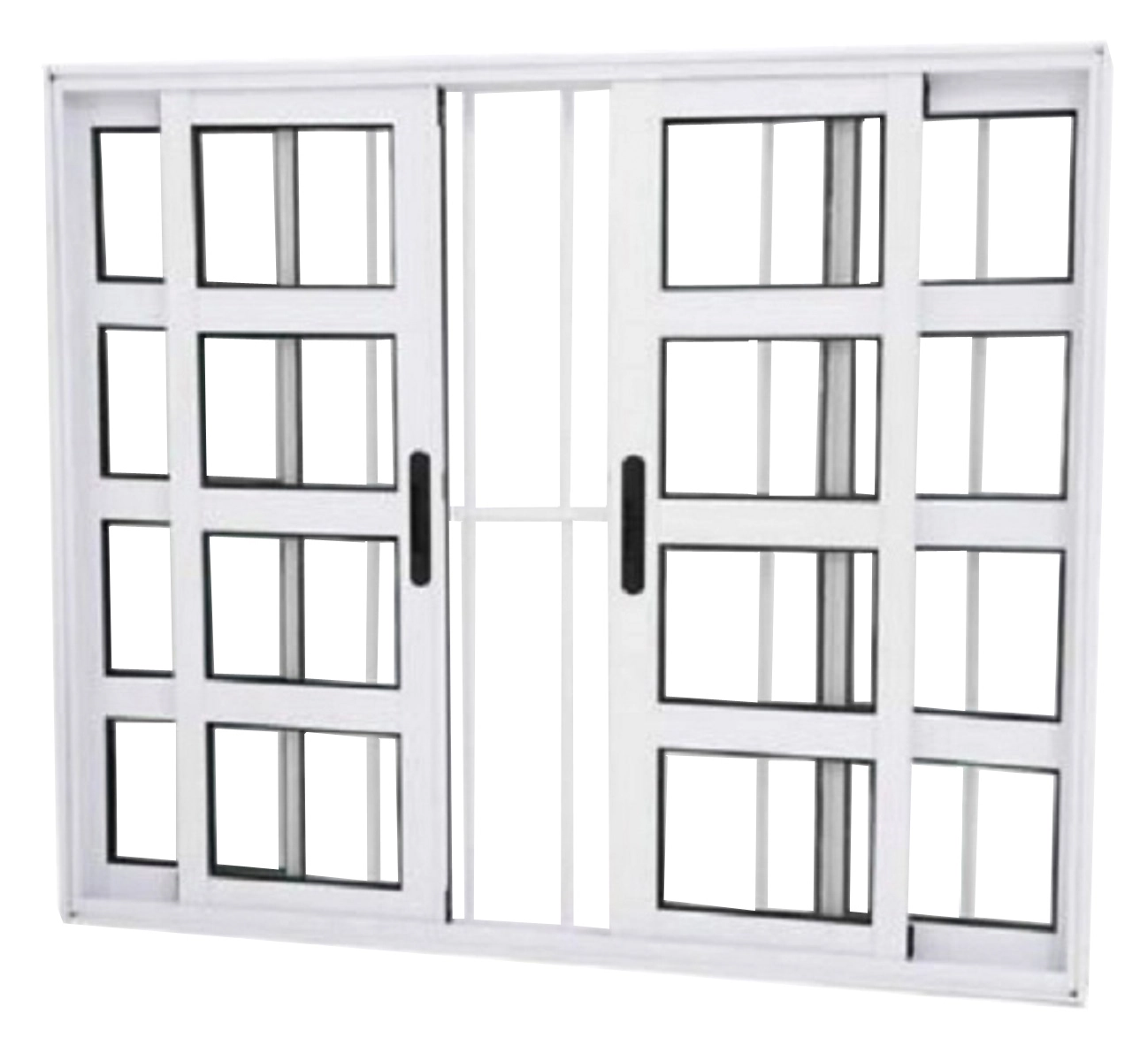 Janela Vitro Travessa 4 Folhas Alumínio Branco Linha 25 Com Grade Medidas:120 X 150
