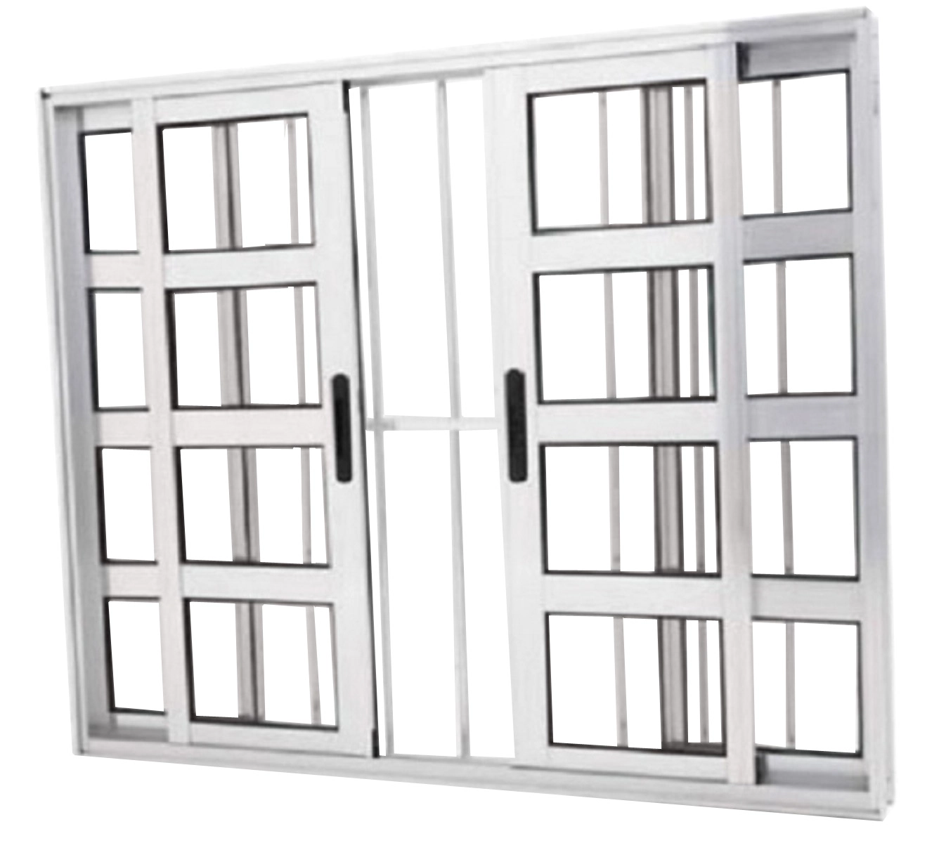Janela Vitro Travessa 4 Folhas Alumínio Brilhante Linha 25 Com Grade Medidas:100 X 120