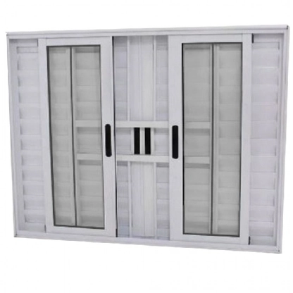 Janela Veneziana 6 Folhas Alumínio Branco 1.20 X 2.00 Linha 25 Com Grade