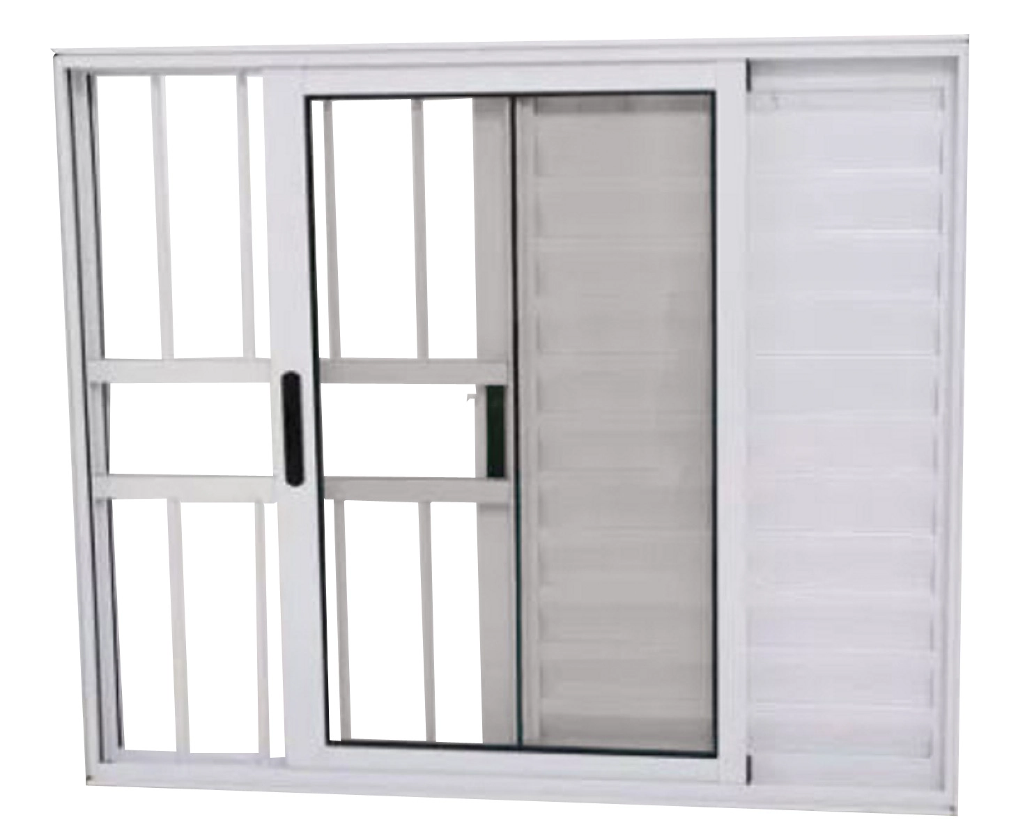 Janela Veneziana 3 Folhas Alumínio Branco 1.00 X 1.00 Linha 25 Com Grade