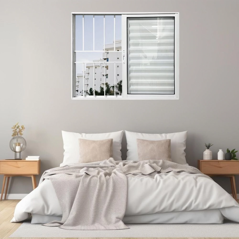 Janela Veneziana 3 Folhas Alumínio Branco Linha 25 Com Grade Medidas:120 X 120