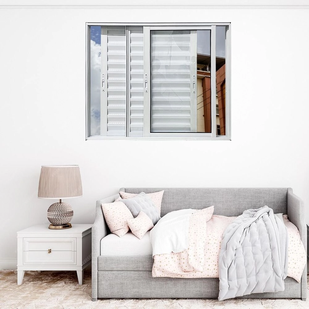 Janela Veneziana 3 Folhas Móveis Alumínio Branco Linha 25 Medidas:100 X 150