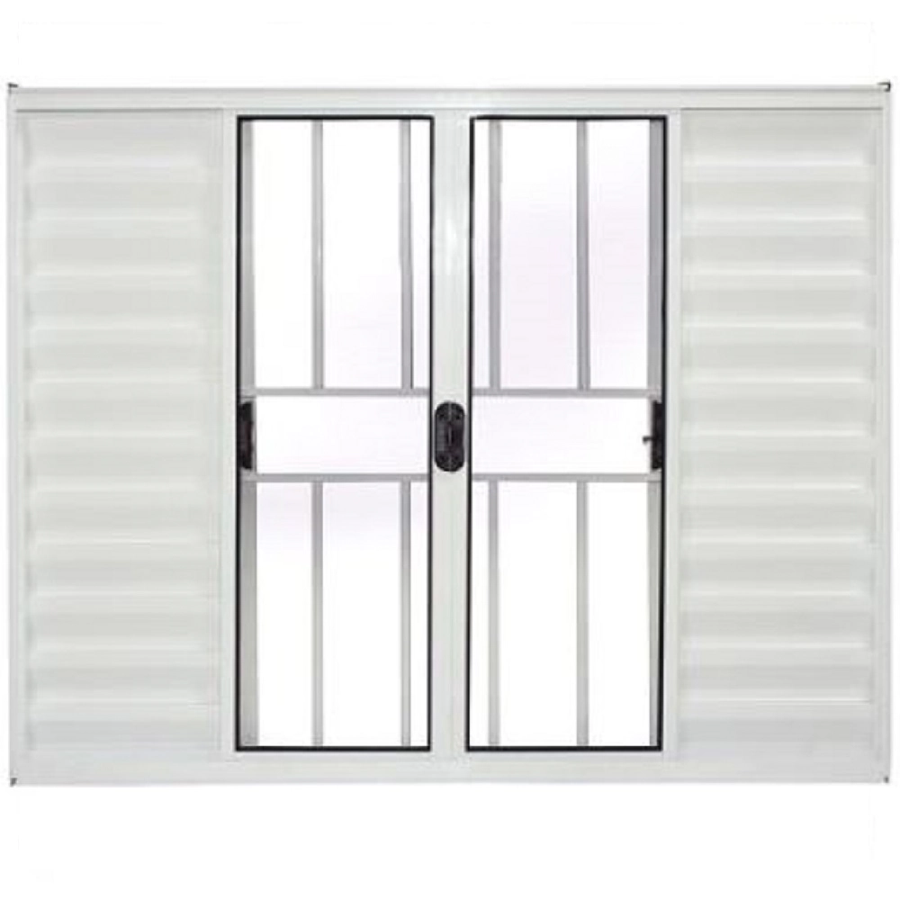 Janela Veneziana 6 Folhas Alumínio Branco 1.00 X 2.00 Modular Com Grade