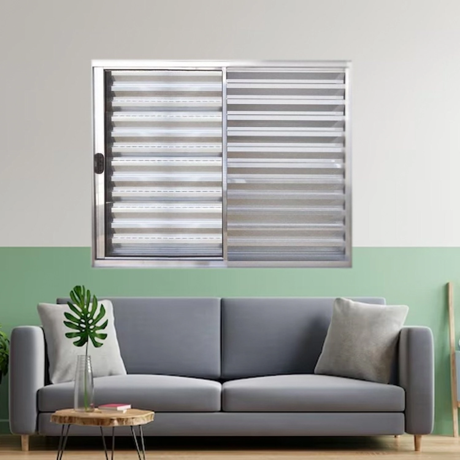 Janela Veneziana 3 Folhas Alumínio Brilhante Modular Medidas:120 X 150