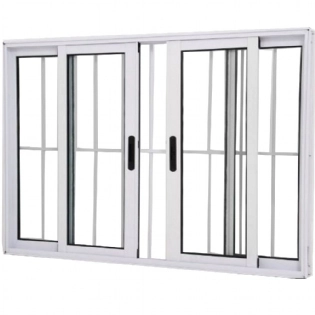 Janela Vitro 4 Folhas Alumínio Branco 1.00 X 1.20 Linha 25 Com Grade