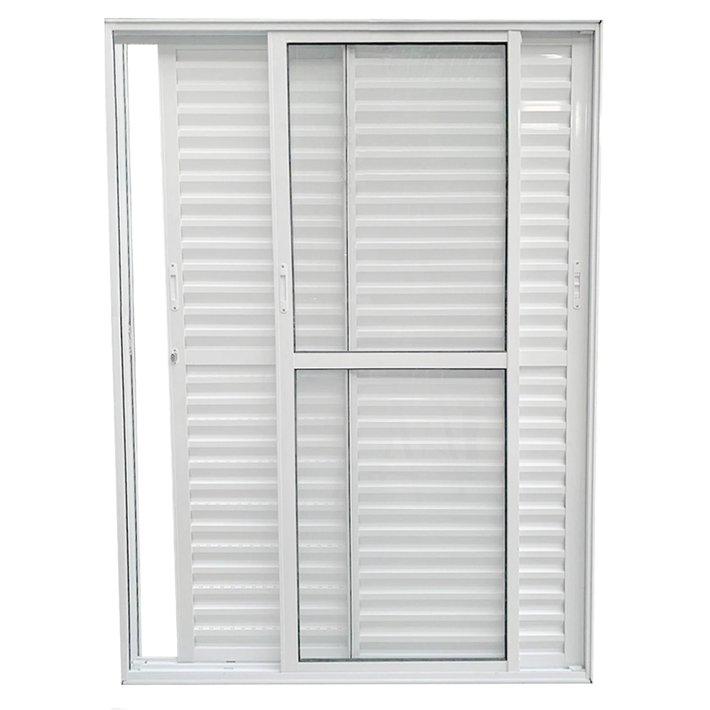 Porta De Alumínio De Correr Balcão 3 Folhas Móveis 2,10 X 1,60 Branca Linha 25 Com Fechadura