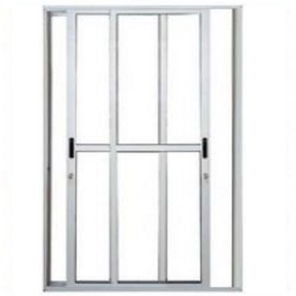 Porta De Correr Sacada 2 Folhas Móveis 2.10 X 1.50 Branca Linha 25 Com Fechadura