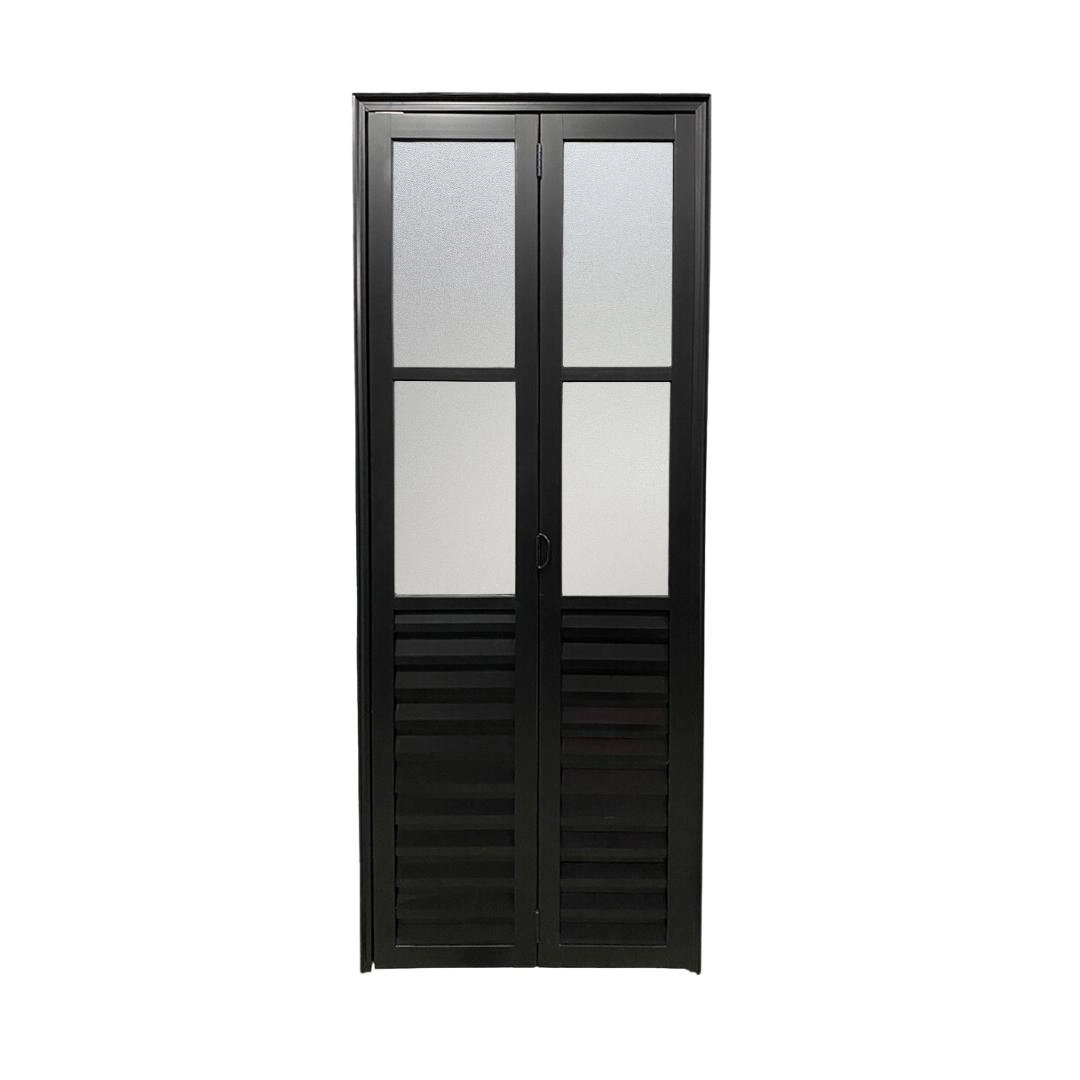Porta Camarão Palheta Com Vidro Alumínio Preto Linha Veneza Lado:esquerda; Medidas:210 X 70
