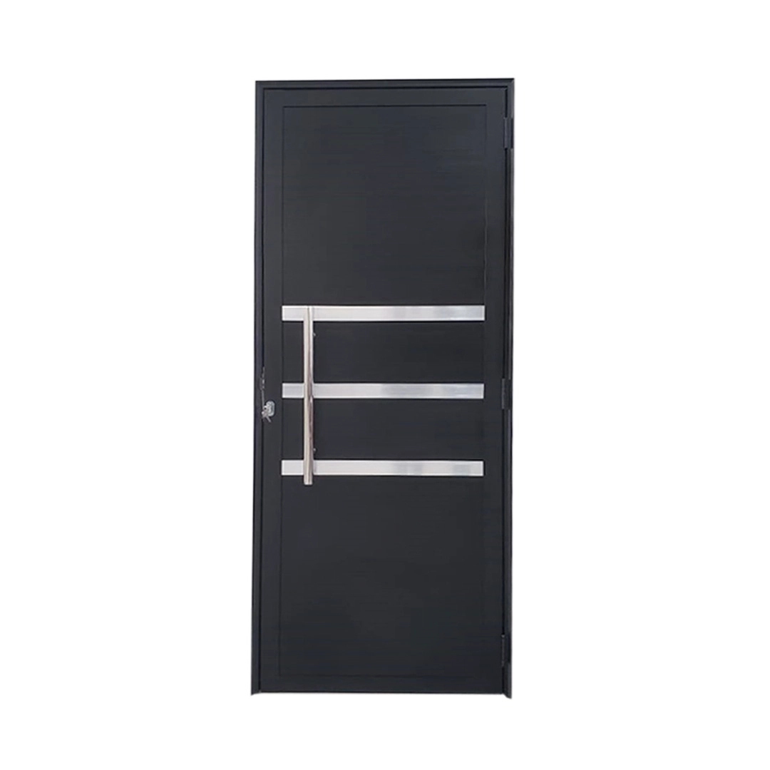 Porta Lambril De Alumínio Preto Com Puxador E Friso Linha Veneza Lado:direita; Medidas: 210 X 90