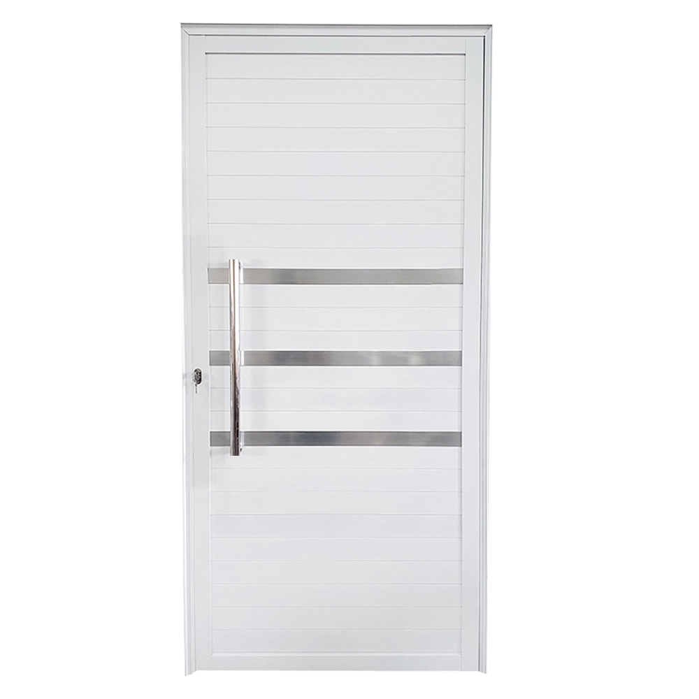 Porta Lambril De Alumínio Branco Com Puxador E Friso Linha Veneza Lado:direita; Medidas: 210 X 80