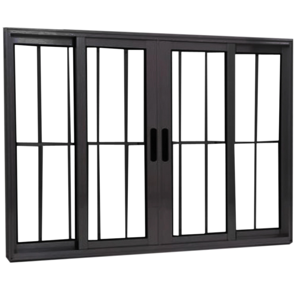 Janela Vitro 4 Folhas Alumínio Preto Linha Veneza Com Grade Medidas:120 X 200