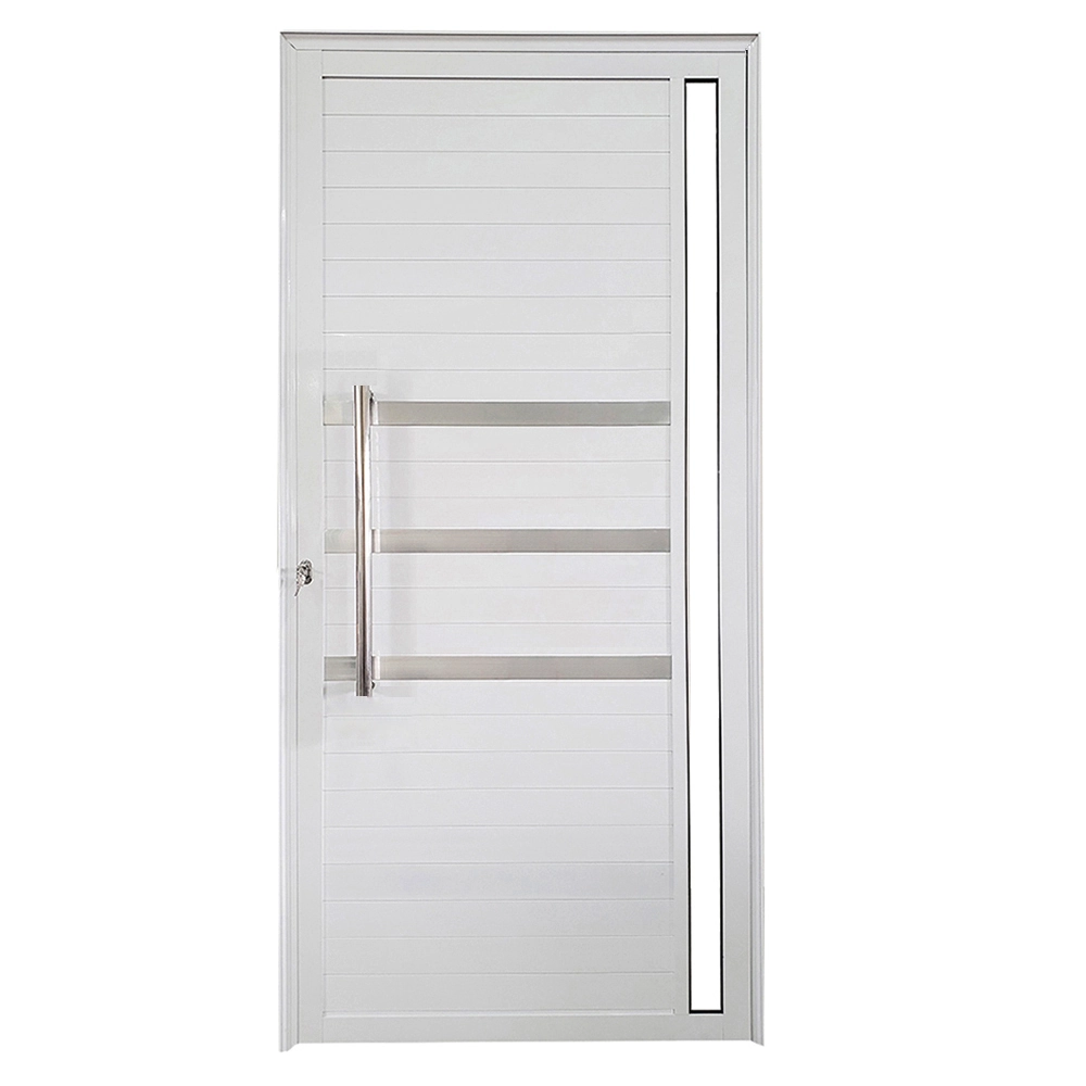Porta Lambril De Alumínio Branco Com Puxador, Friso E Vidro Linha Veneza Lado:esquerda; Medidas: 210 X 80