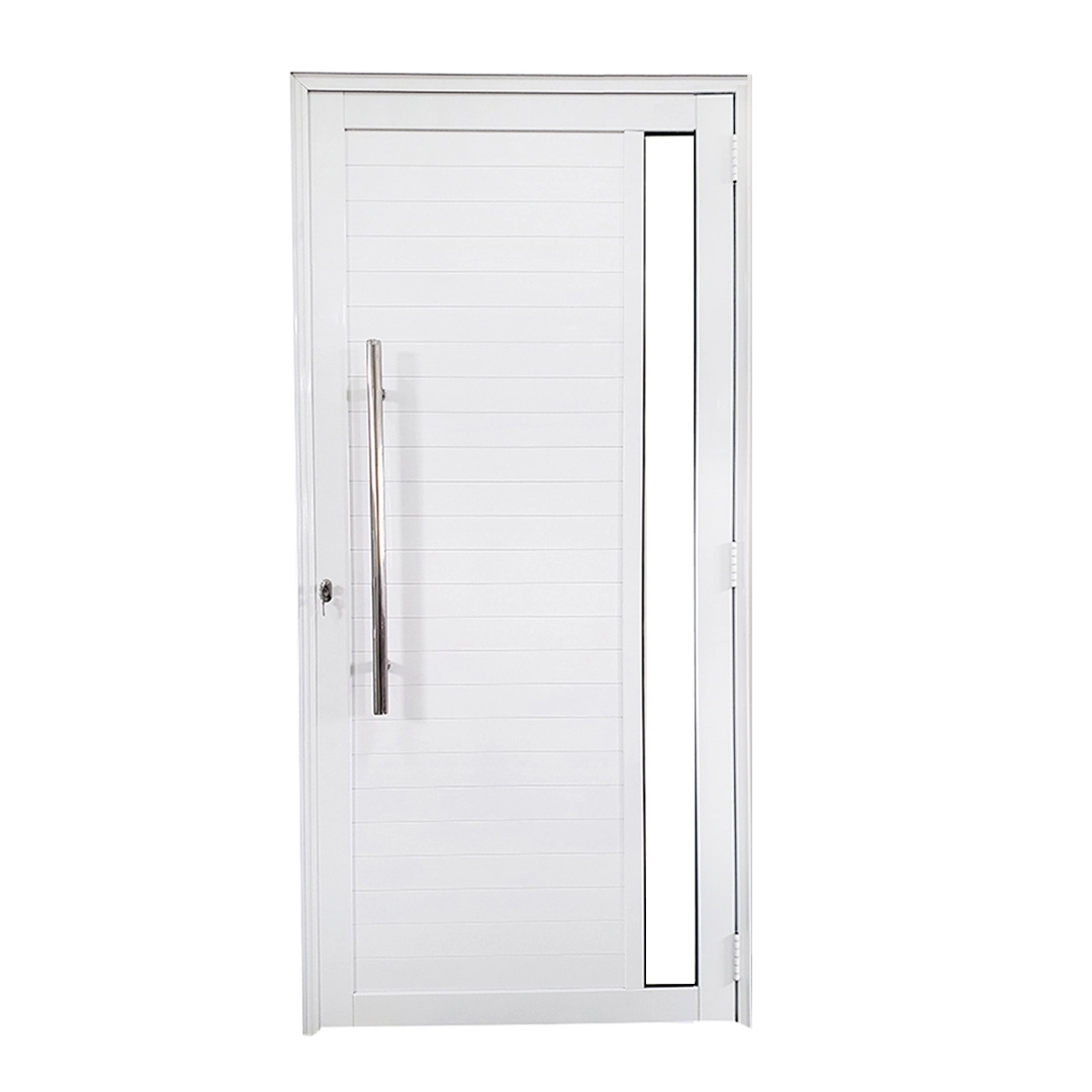 Porta Lambril De Alumínio Branco Com Puxador E Vidro Linha 30 Roma Lado:esquerda; Medidas: 210 X 80