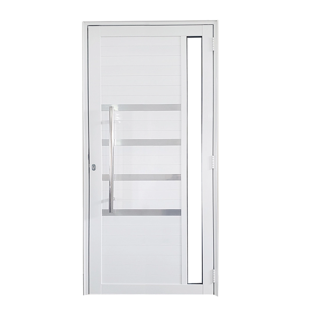 Porta Lambril De Alumínio Branco Com Puxador, Friso E Vidro Linha 30 Roma Lado:direita; Medidas: 210 X 90