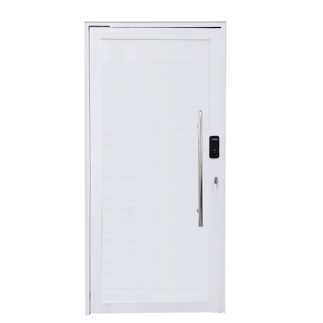 Porta Pivotante De Alumínio Branco Com Puxador Com Fechadura Digital Linha 30 Roma Lado:direita; Medidas: 210 X 100