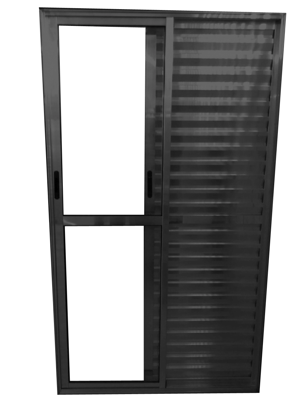 Porta De Alumínio De Correr Balcão 3 Folhas Preta Linha 25 Com Fechadura Medidas:210 X 160