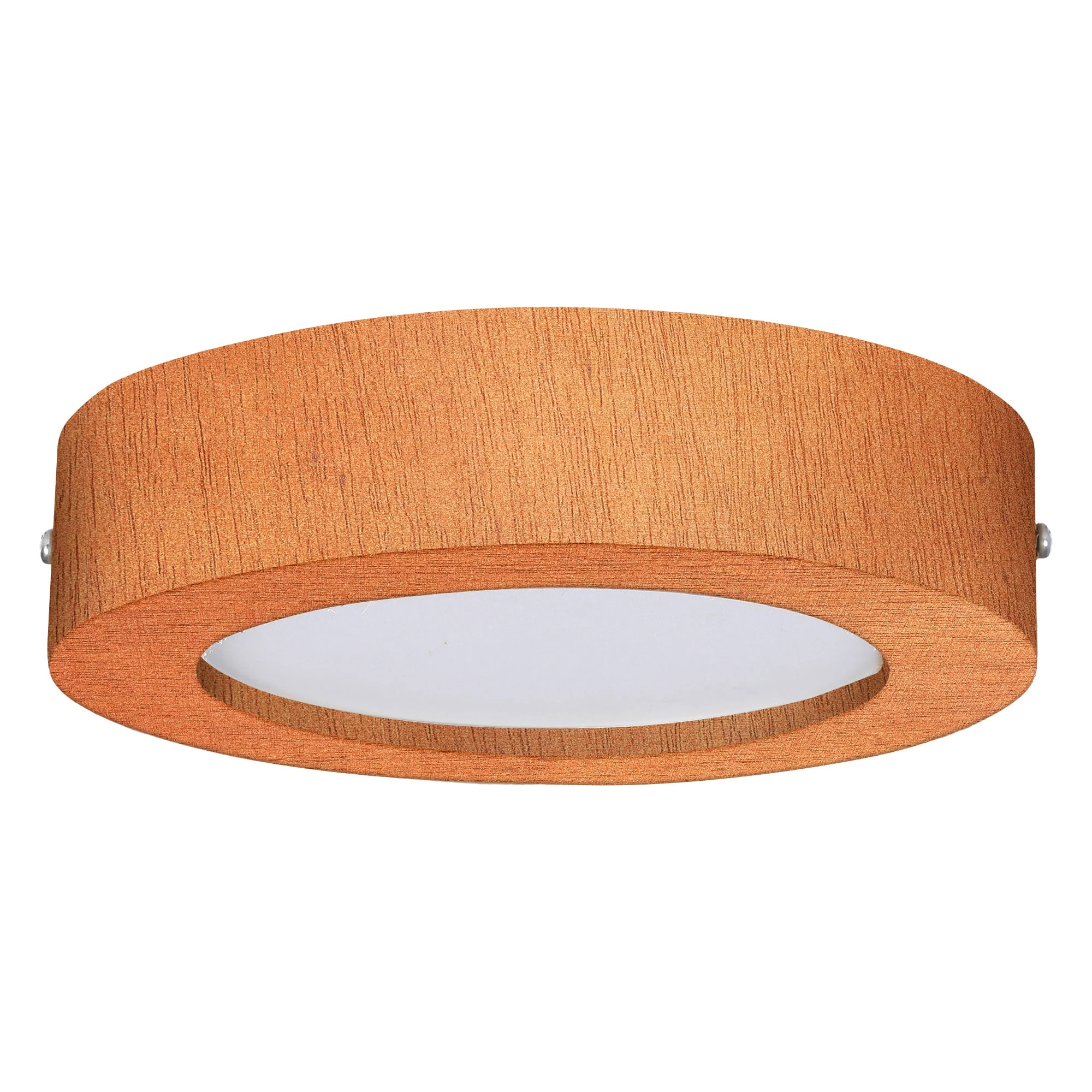 Plafon Wood Madeira Redondo Led 12w Bivolt Mel - Branco Quente