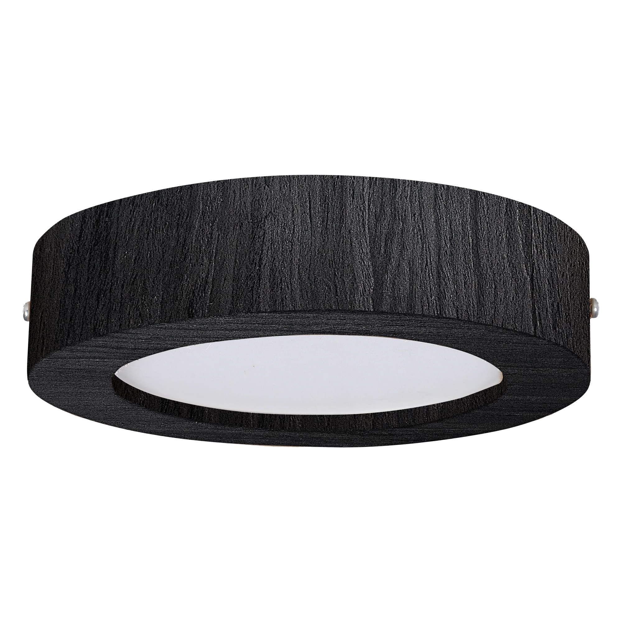 Plafon Wood Madeira Redondo Led 12w Bivolt Preto -branco Quente