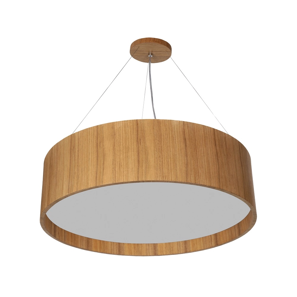 Pendente De Madeira Wood Redondo 25cm - 1 Luz E27 - Freijó (claro)