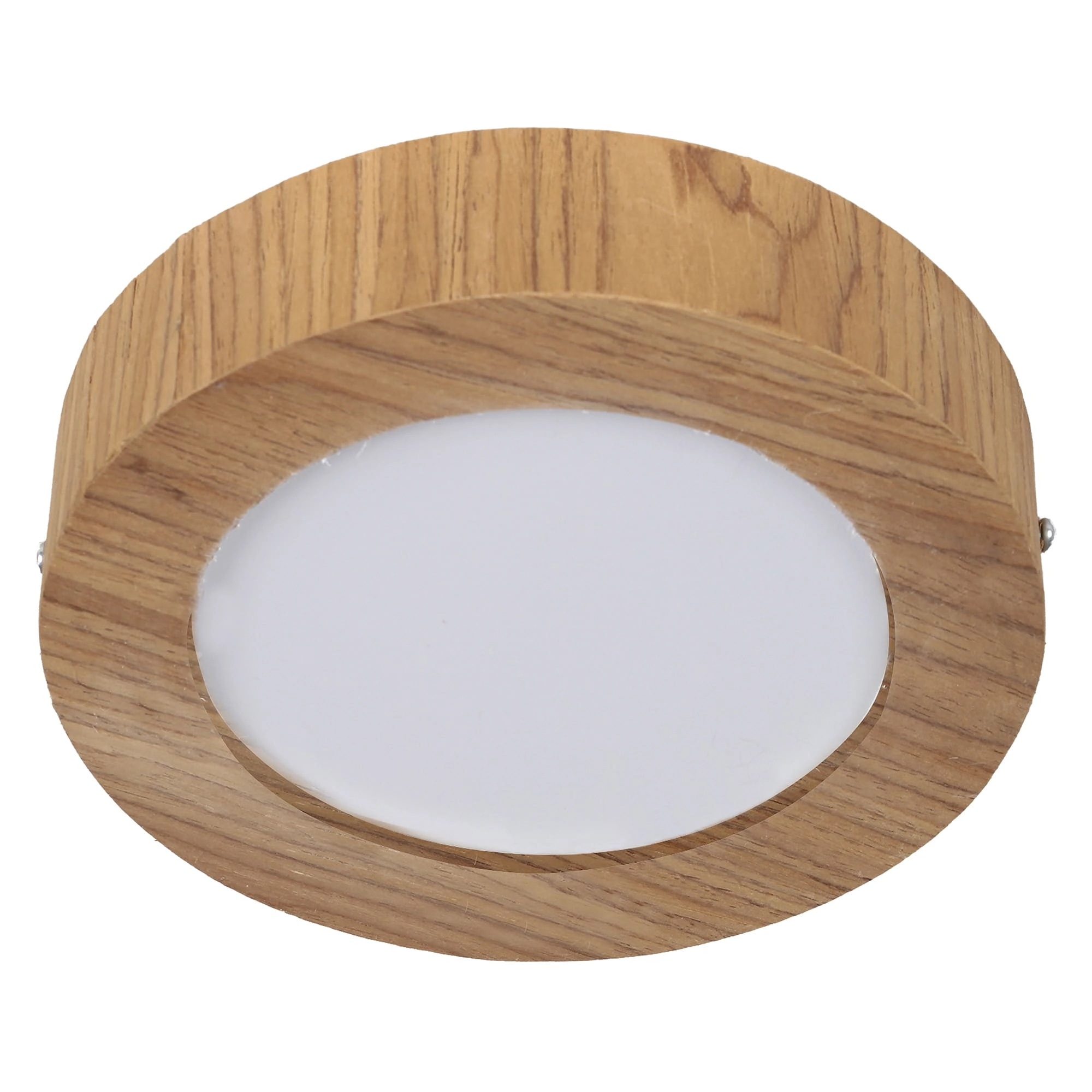 Plafon Wood Madeira Redondo Led 18w Bivolt Freijó - Branco Quente