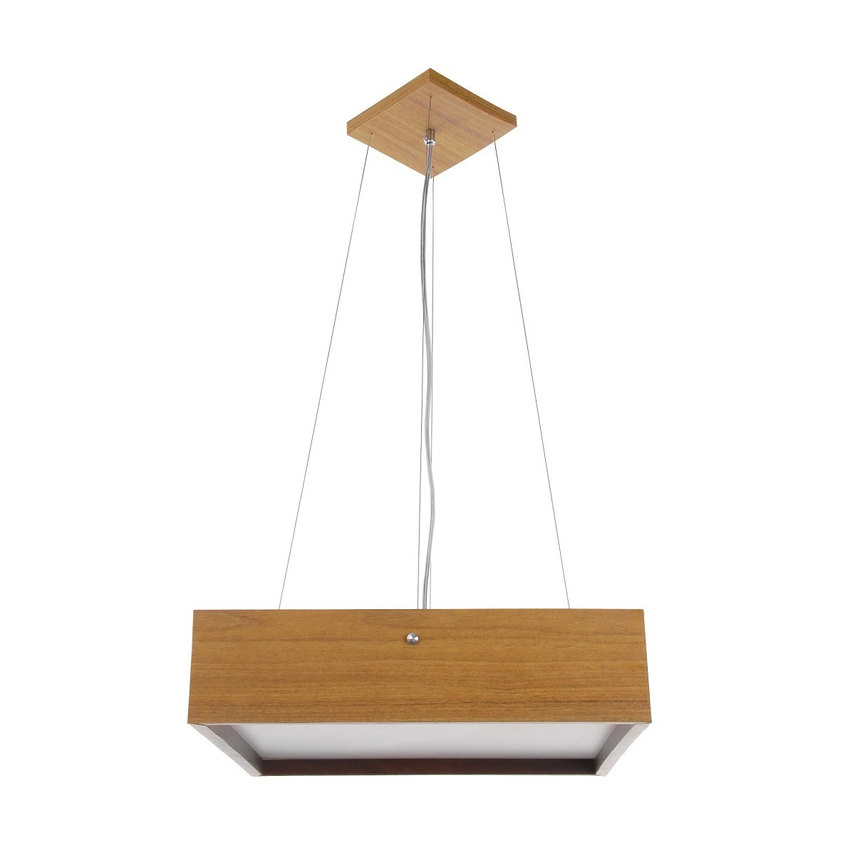 Pendente Madeira Wood Quadrado 25 X 25 Cm - 2 Luzes E27 - Freijó (claro)