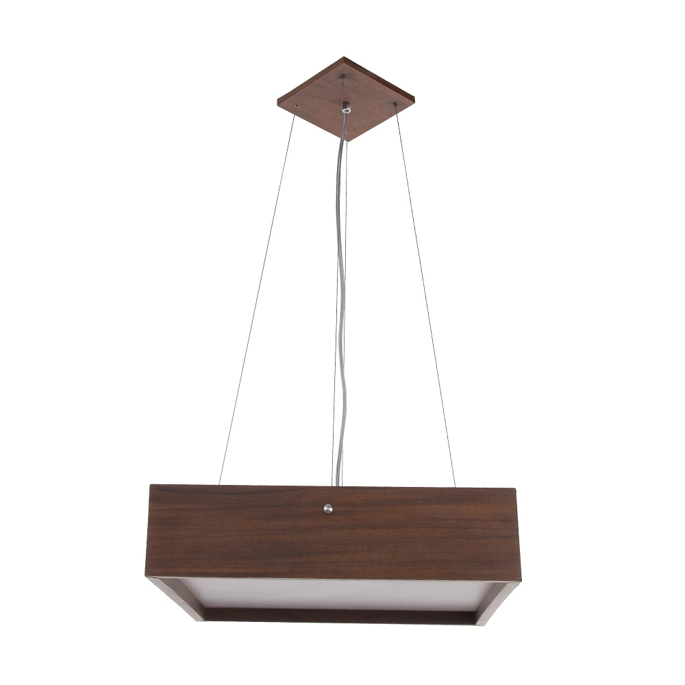 Pendente Madeira Wood Quadrado 25 X 25 Cm - 2 Luzes E27 - Málaga (escuro)