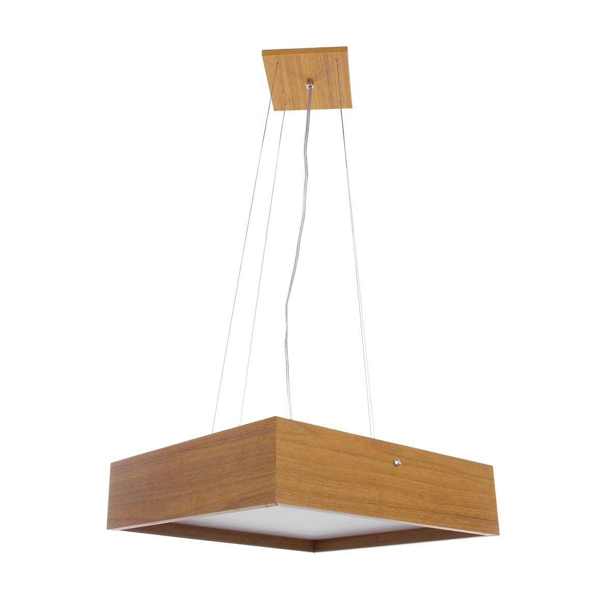 Pendente Madeira Wood Quadrado 40 X 40 Cm - 4 Luzes E27 - Freijó (claro)