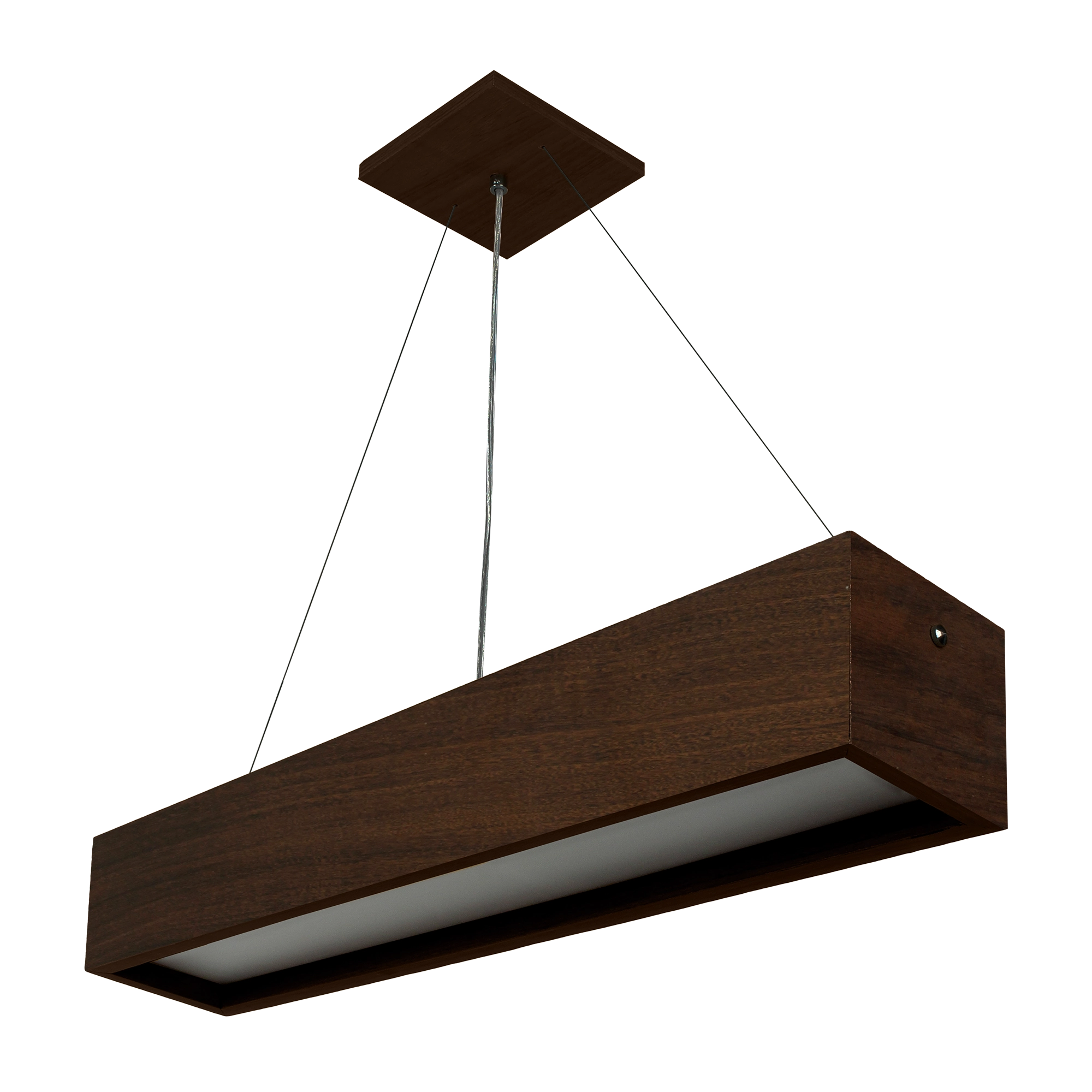 Pendente Wood Retângular 64cm - 2 Luzes G13 - Málaga