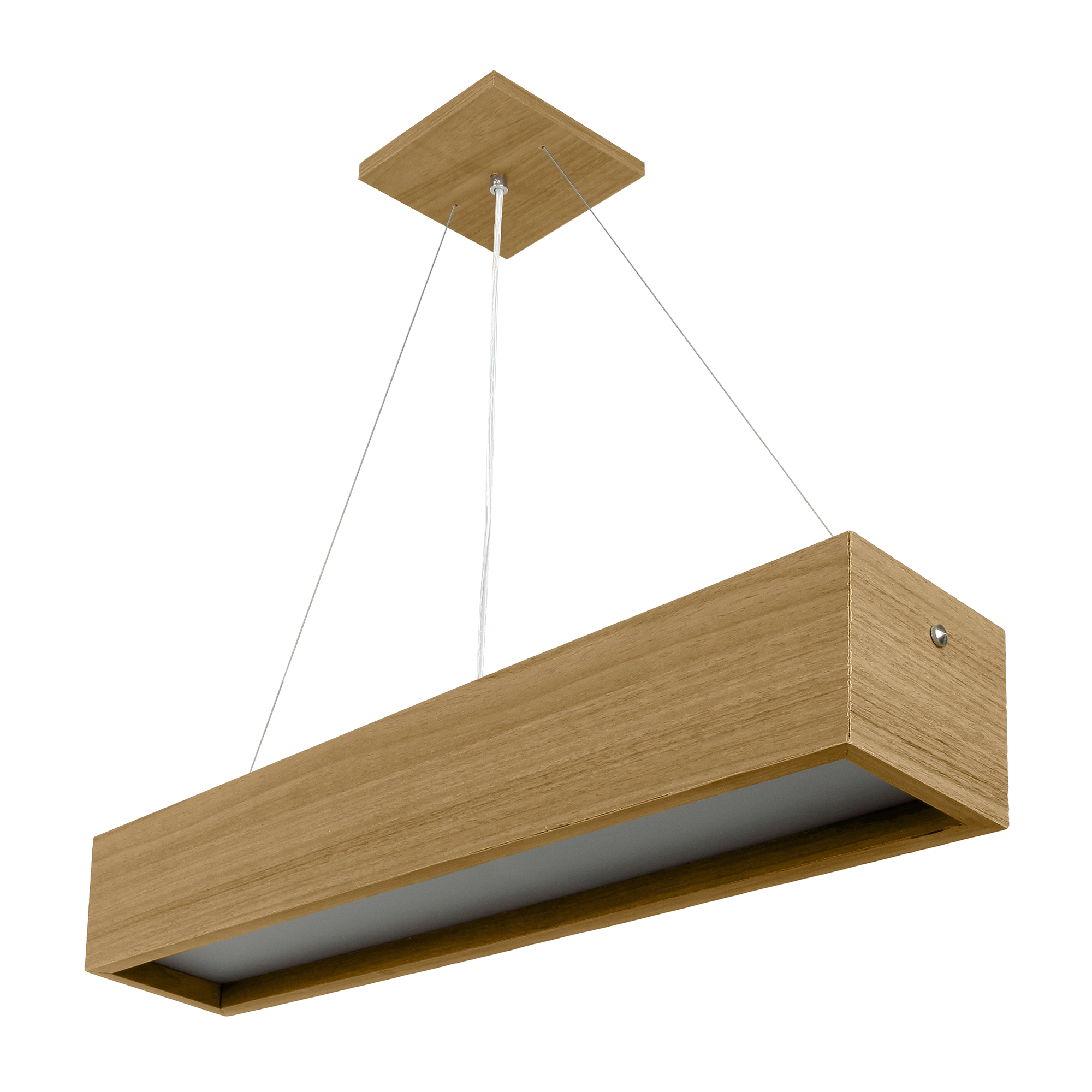 Pendente Wood Retângular 64cm - 2 Luzes G13 - Freijó