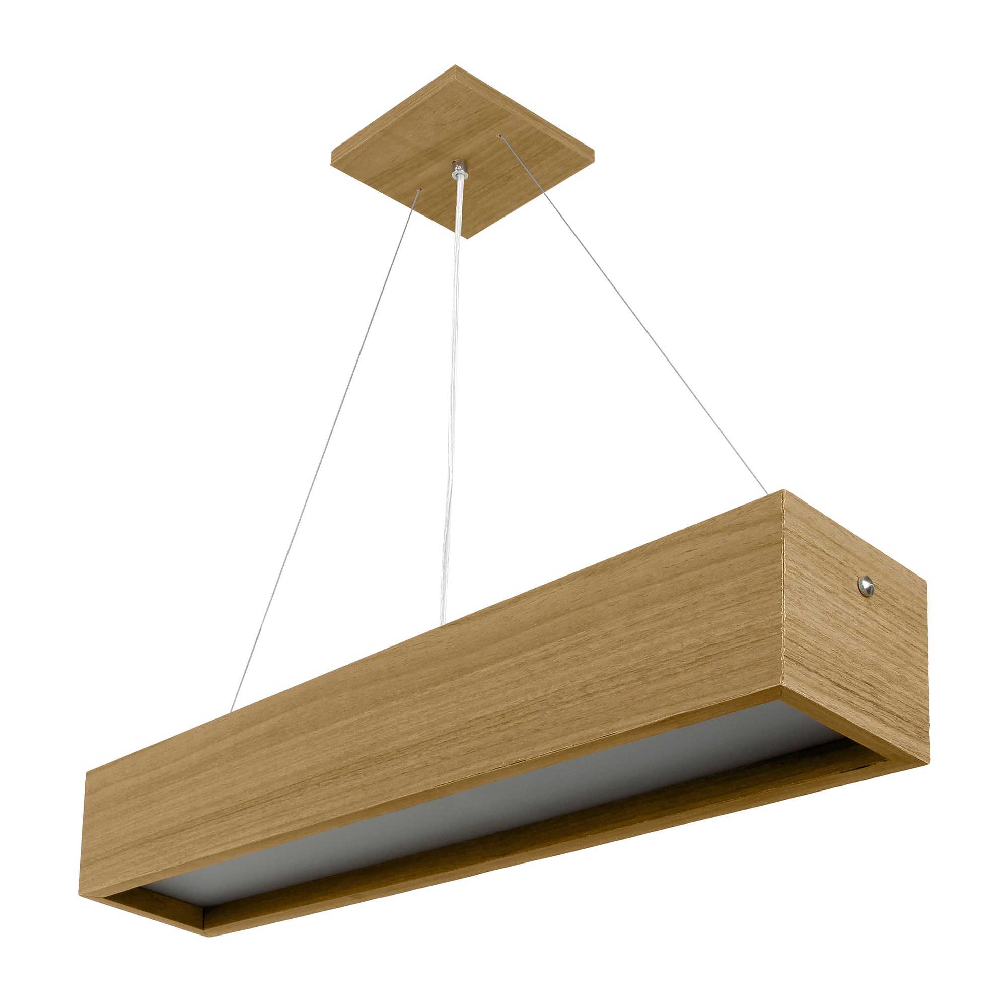 Pendente Wood Retângular 124cm - 2 Luzes G13 - Freijó