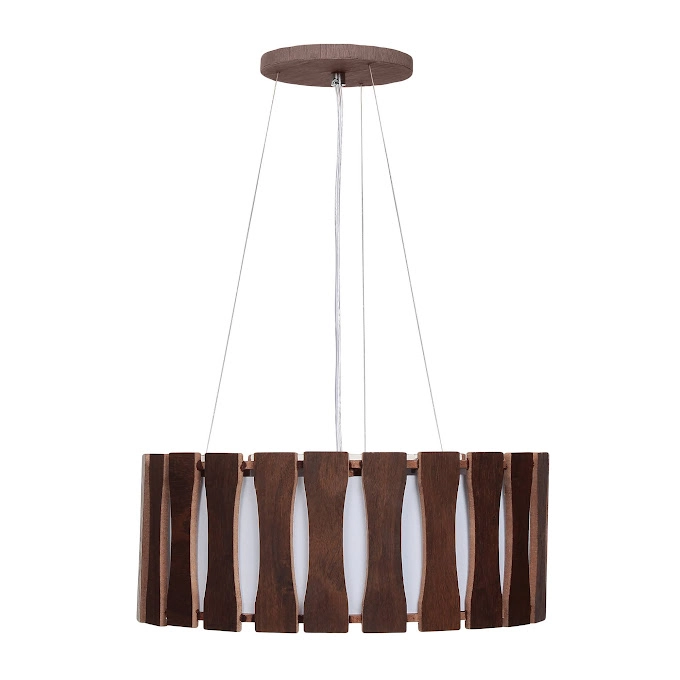 Pendente Madeira Ripado Redondo Imbuia 35cm