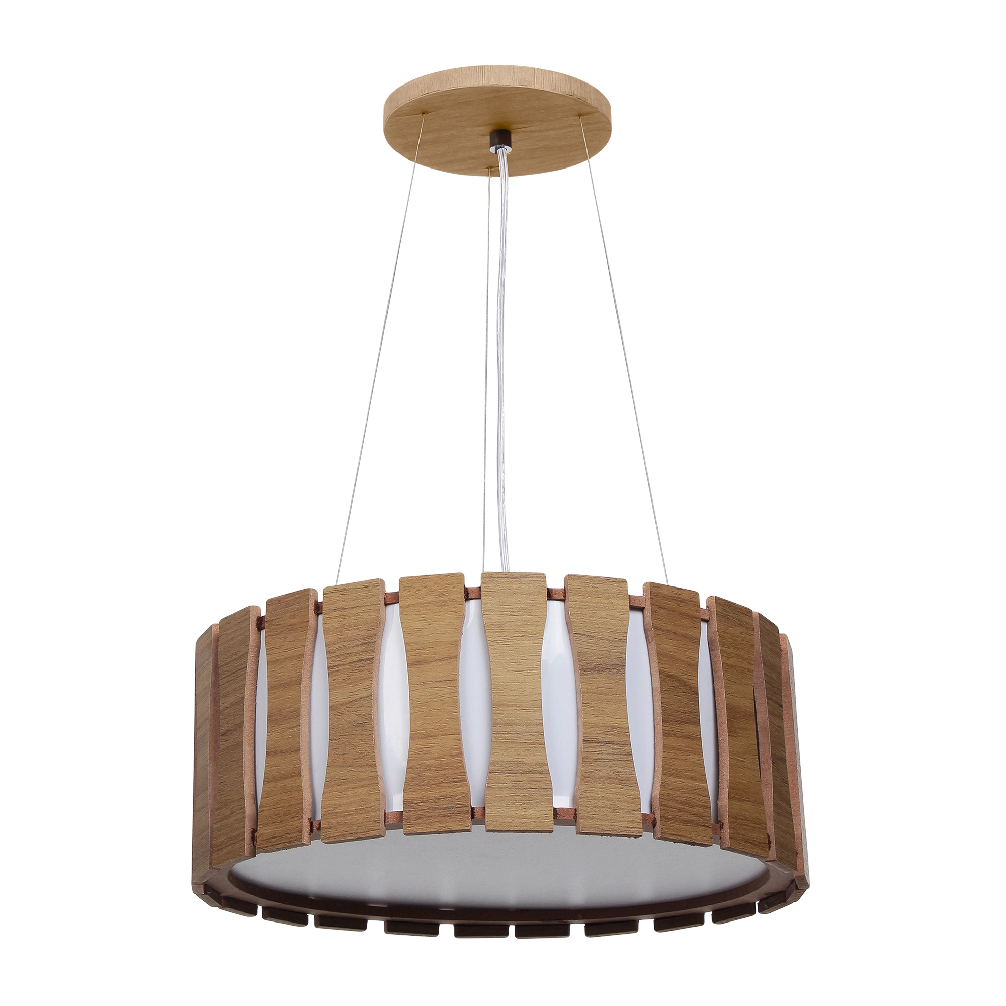 Pendente Madeira Ripado Redondo Natural 50cm