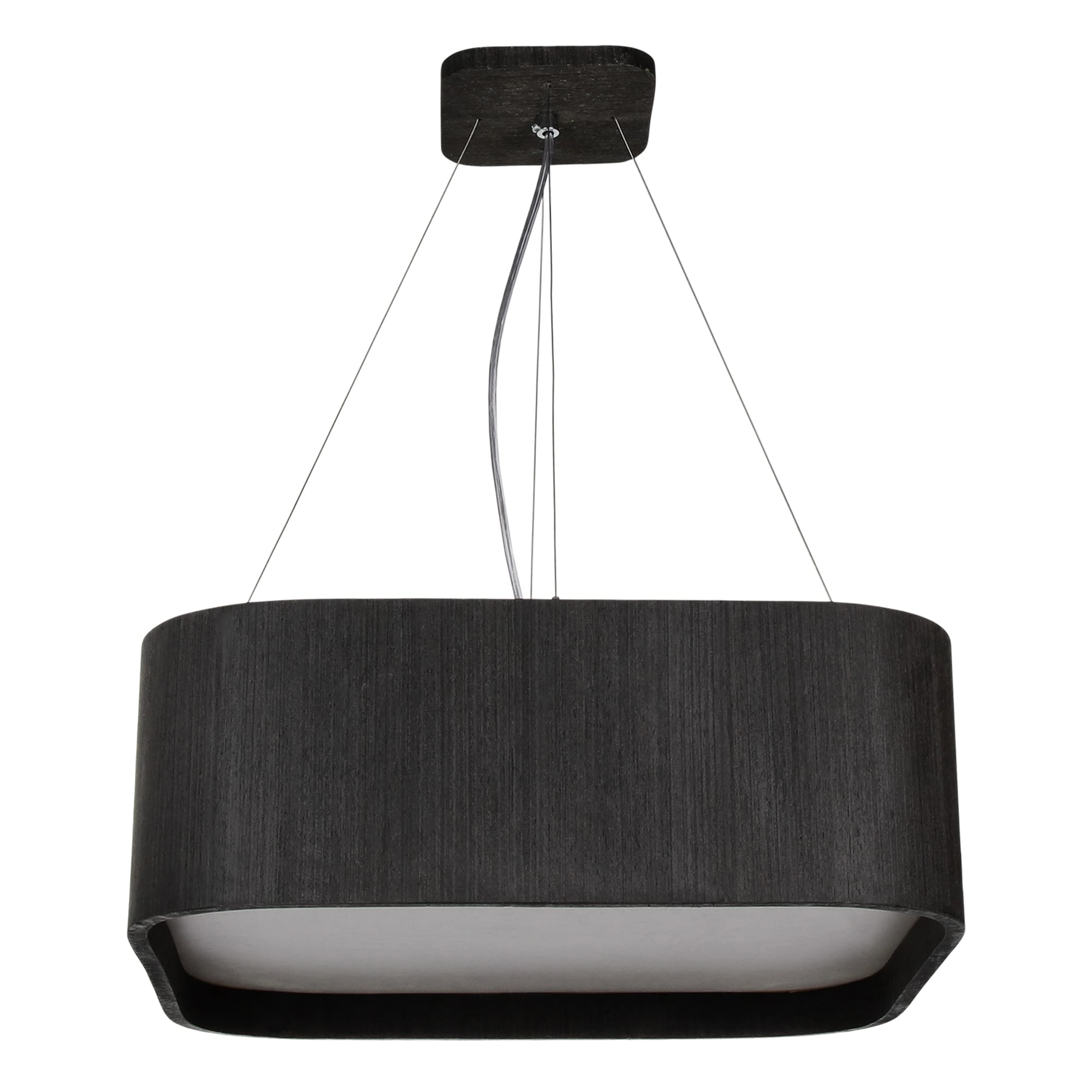 Pendente Madeira Quadrado Arredondado 30x30cm Preto