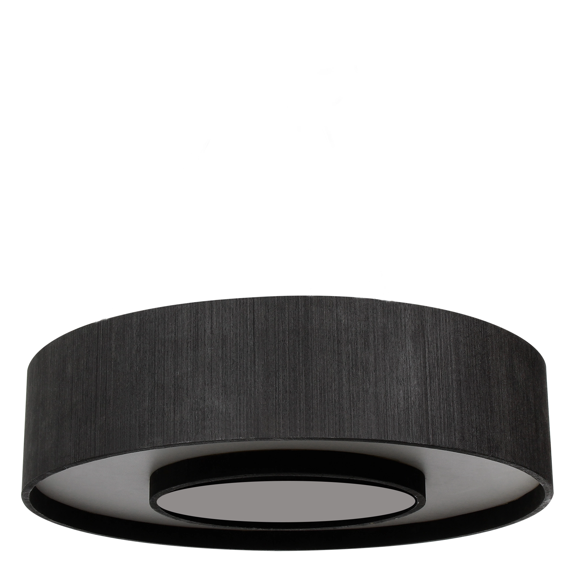 Plafon Madeira Redondo Anel 60cm - 8 Luzes Preto