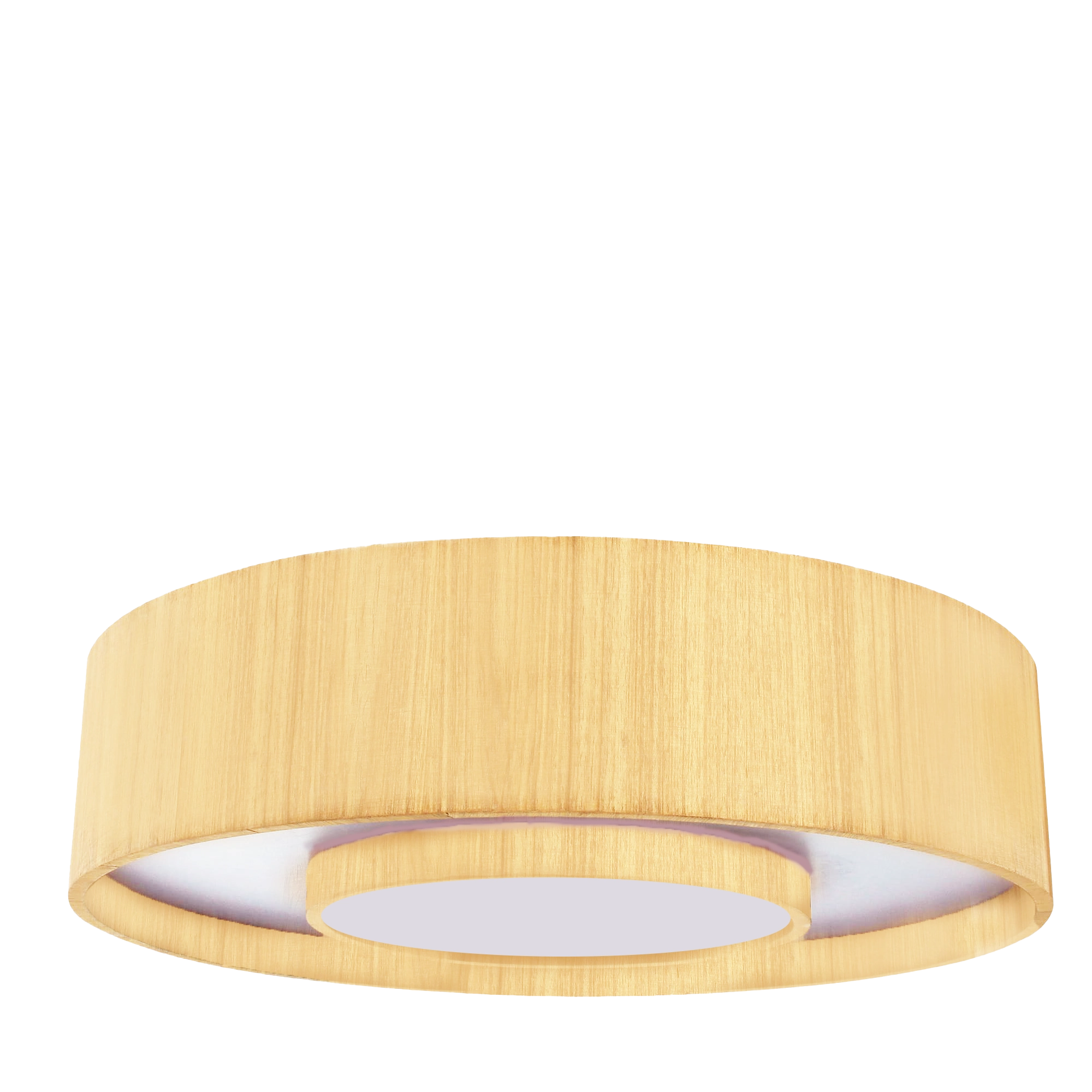 Plafon Madeira Redondo Anel 60cm - 8 Luzes Marfim