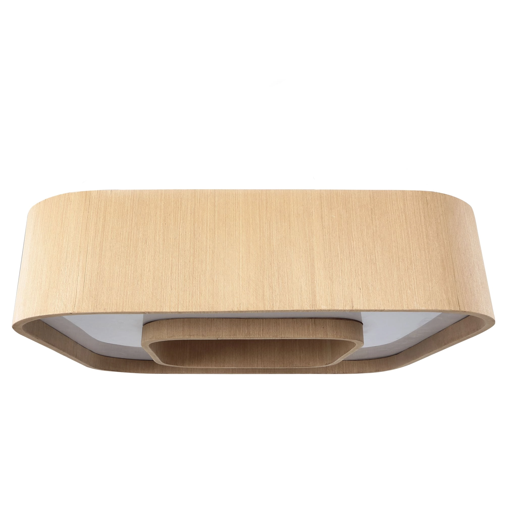 Plafon Madeira Arredondado Anel 60cm - 8 Luzes Marfim