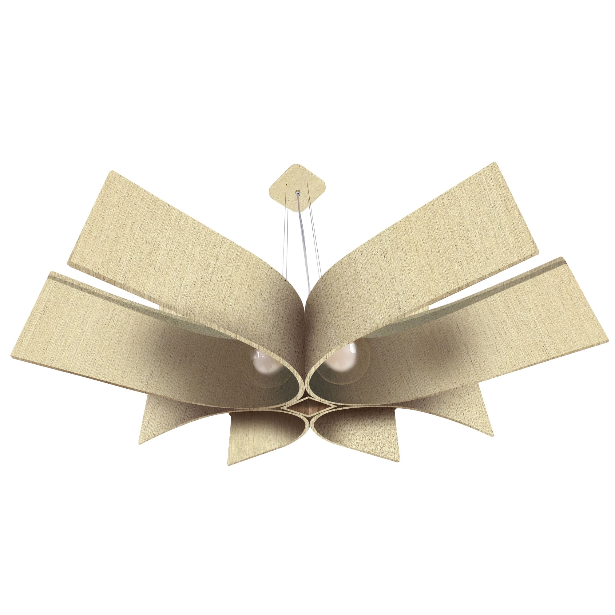 Pendente Wood Pétala 94cm - 4 Luzes Marfim